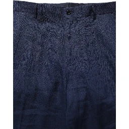 Blue Linen Straight Men Dress Trouser Pants