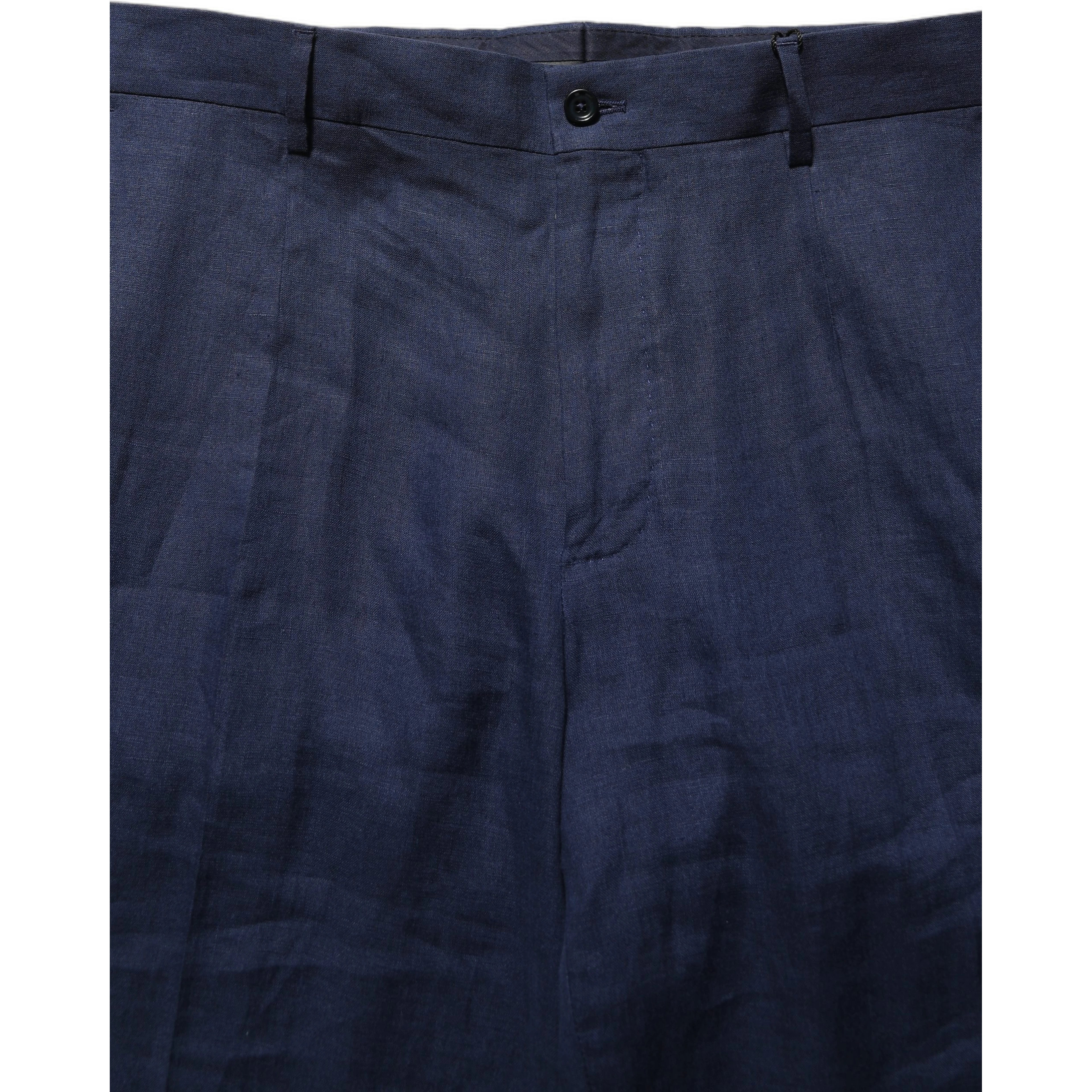 Blue Linen Straight Men Dress Trouser Pants