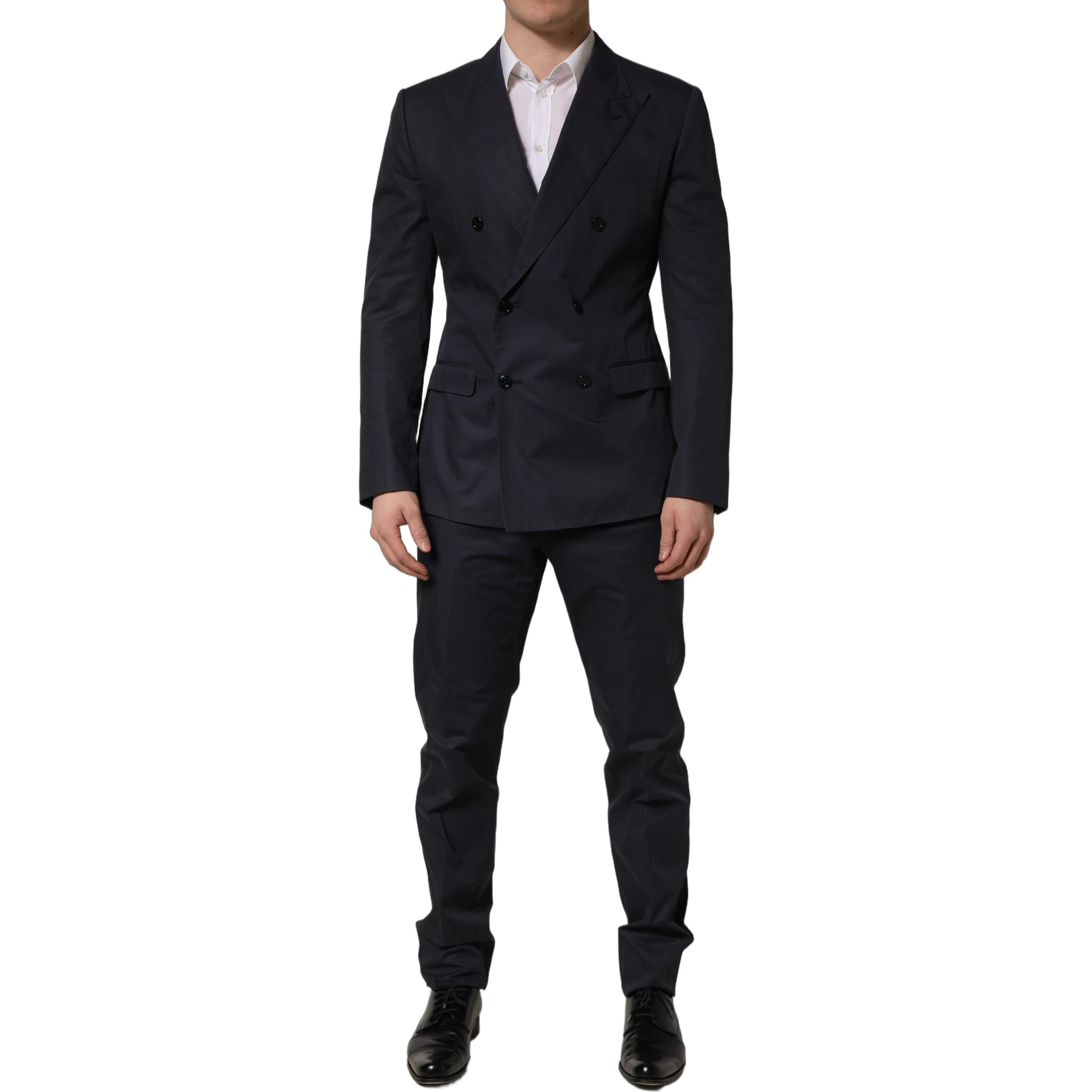 Blue Cotton Slim Fit Formal 2 Piece Men Suit