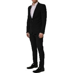 Black Wool Slim Fit Formal 2 Piece Men Suit