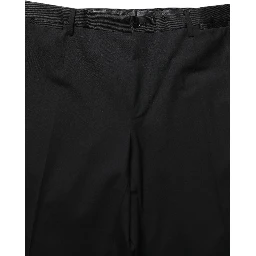 Black Wool Tapered Leg Dress Trouser Pants
