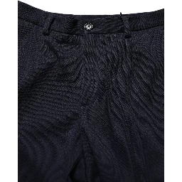 Black Cotton Tapered Leg Dress Trouser Pants