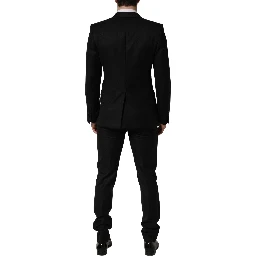 Black Wool Slim Fit Formal 2 Piece Men Suit