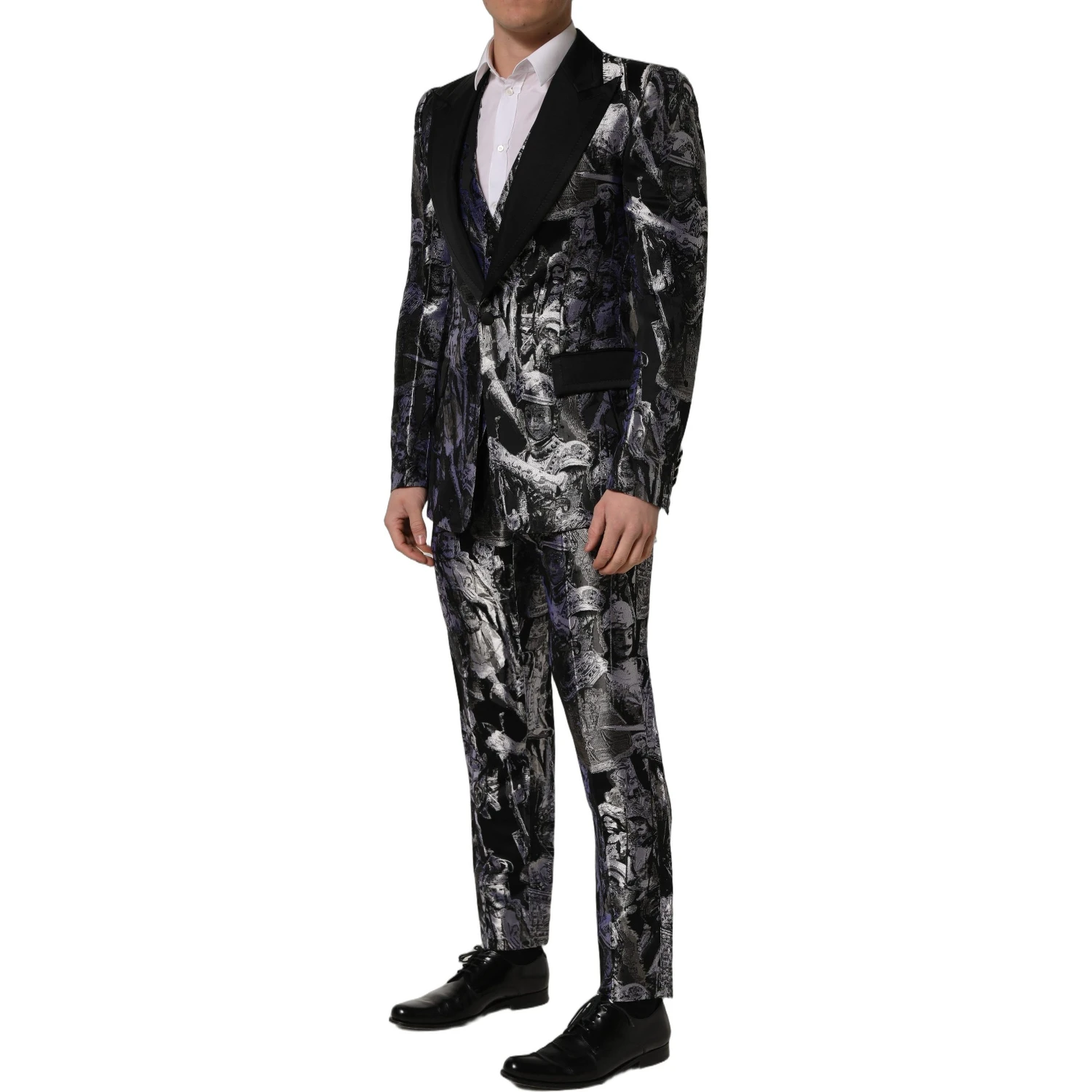Black Jacquard Slim Fit Formal 3 Piece Suit