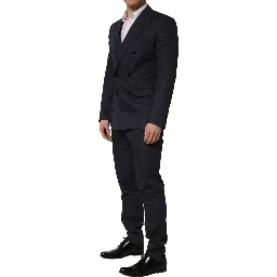 Blue Cotton Slim Fit Formal 2 Piece Men Suit