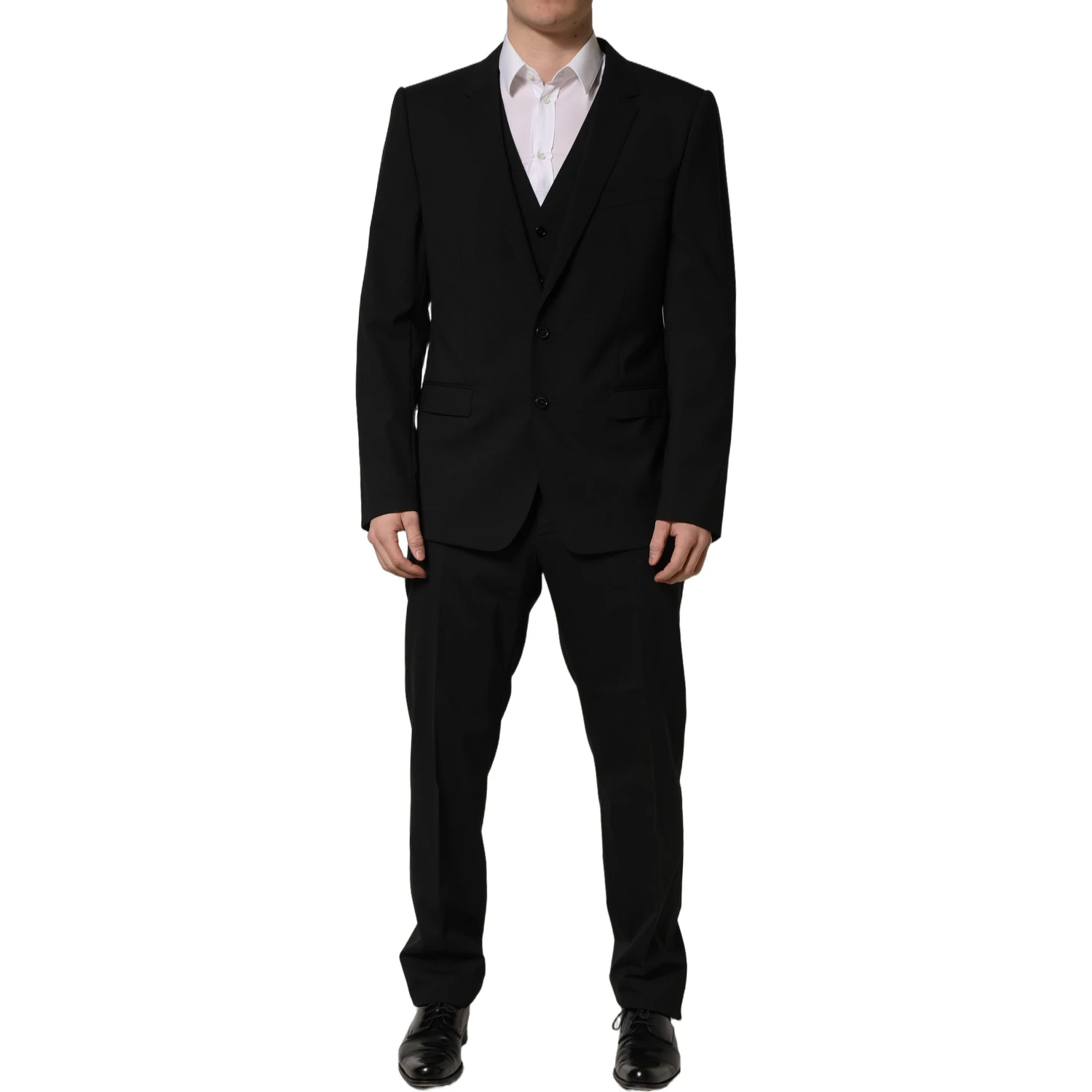Black Wool Slim Fit Formal 3 Piece Men Suit