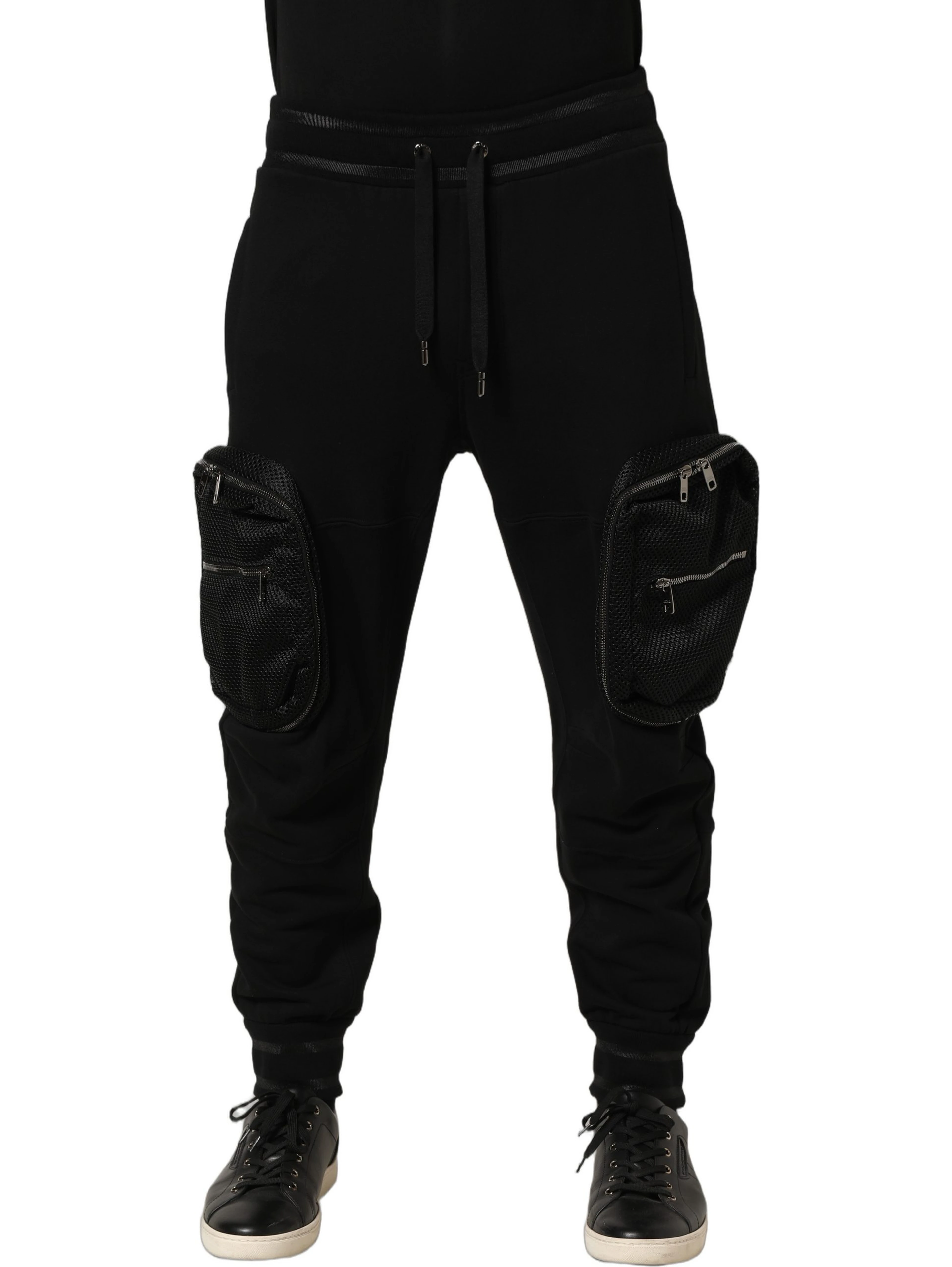 Black Mid Waist Cargo Jogger Sweatpants Pants
