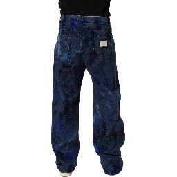 Blue Tie Dye Cotton Men Straight Denim Jeans