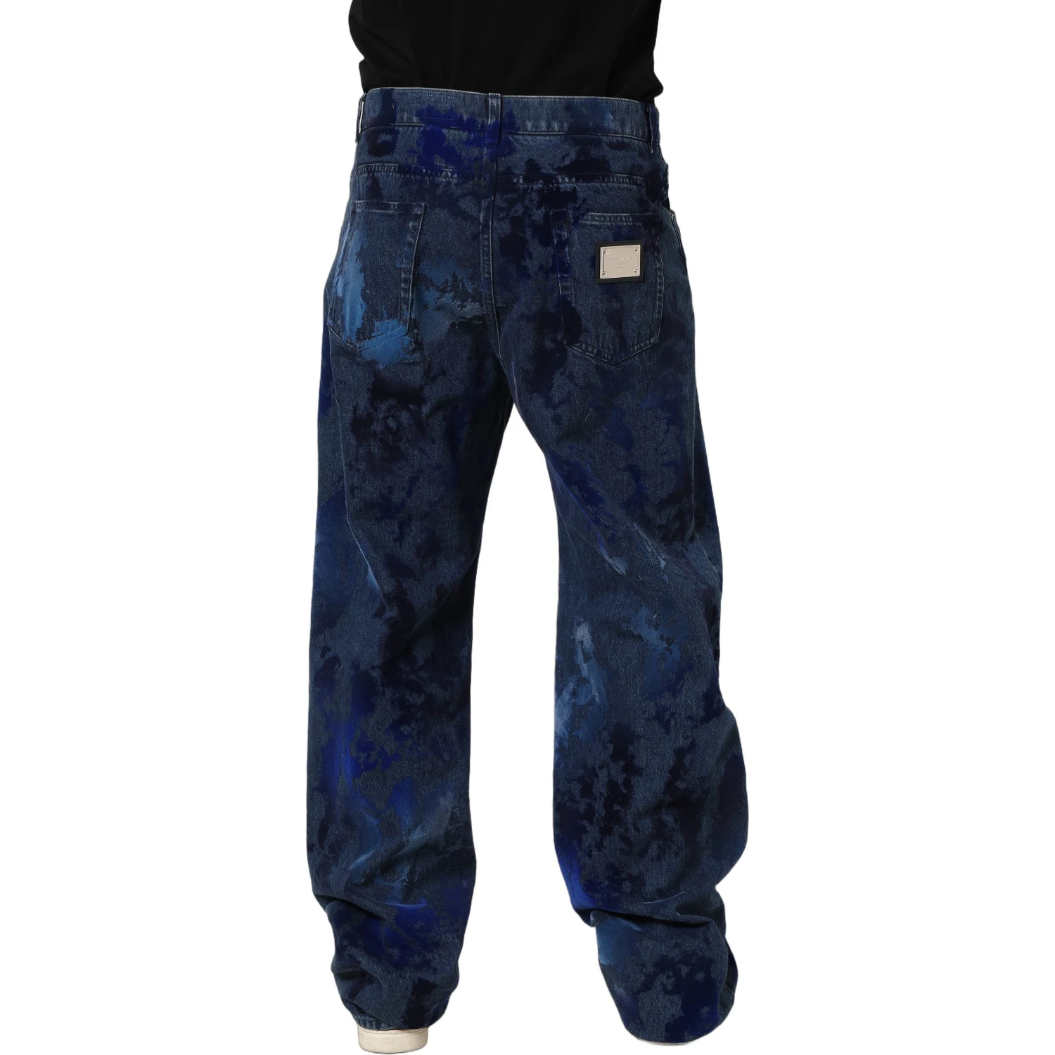 Blue Tie Dye Cotton Men Straight Denim Jeans