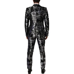 Black Jacquard Slim Fit Formal 3 Piece Suit