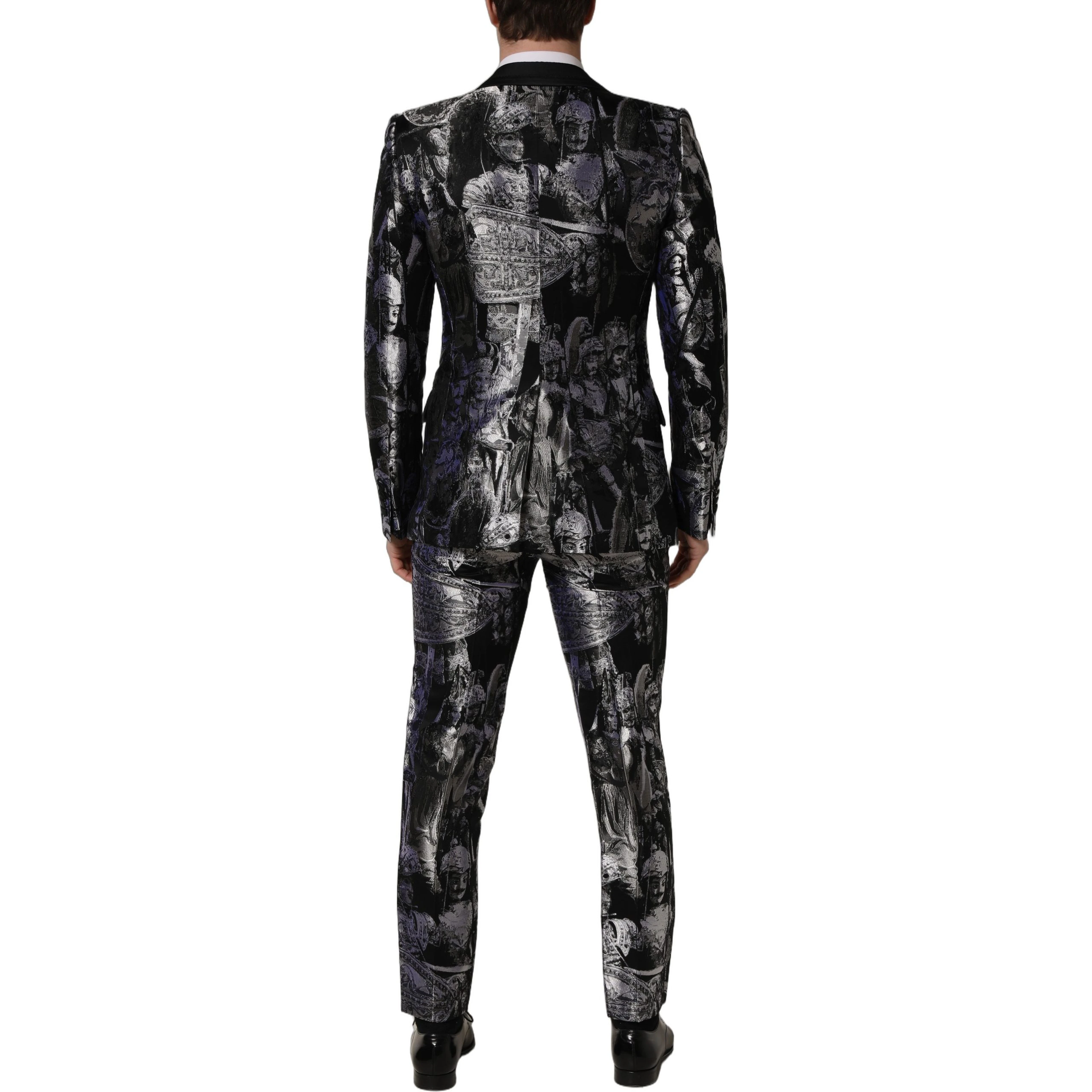 Black Jacquard Slim Fit Formal 3 Piece Suit