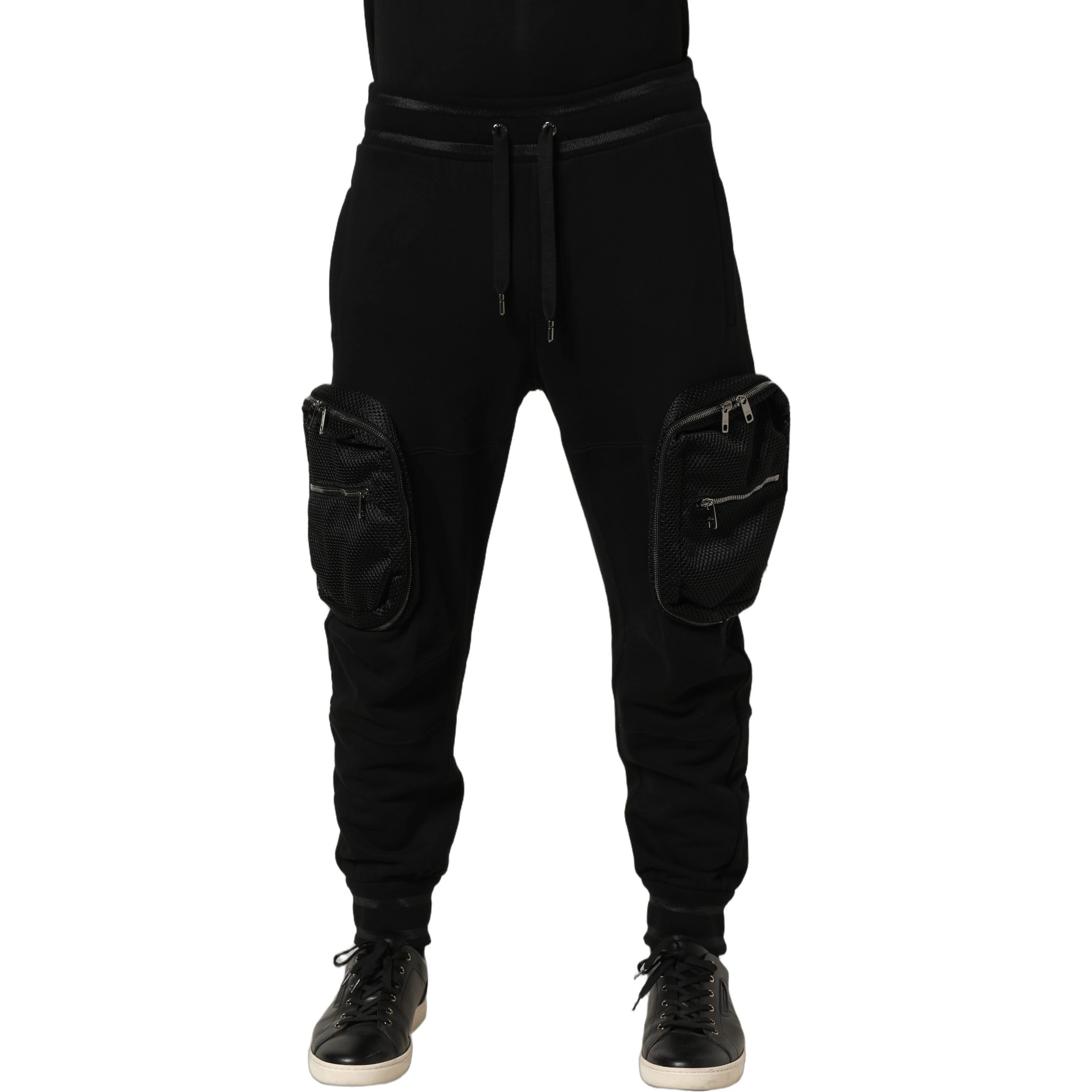 Black Mid Waist Cargo Jogger Sweatpants Pants