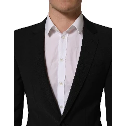 Black Wool Slim Fit Formal 2 Piece Men Suit