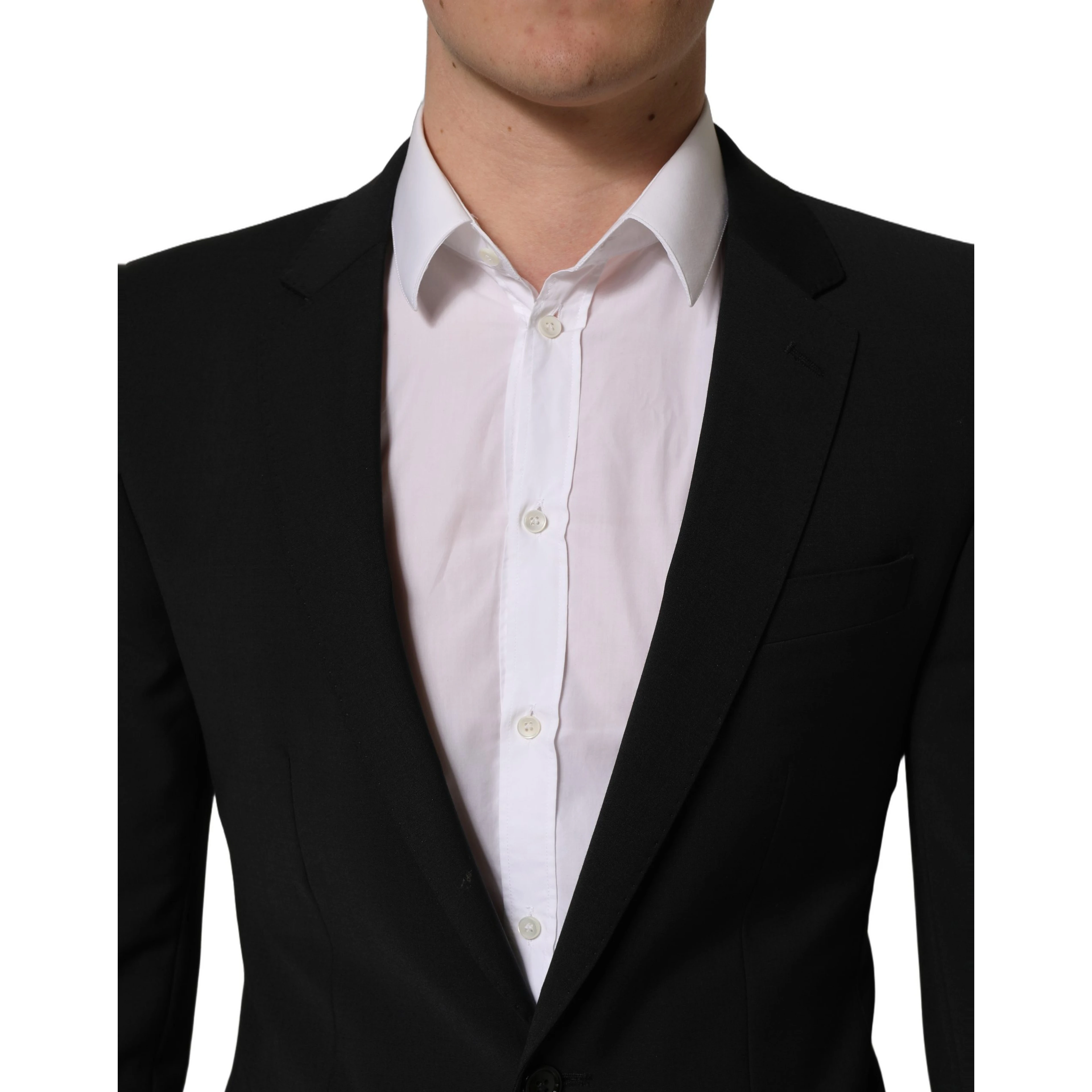Black Wool Slim Fit Formal 2 Piece Men Suit