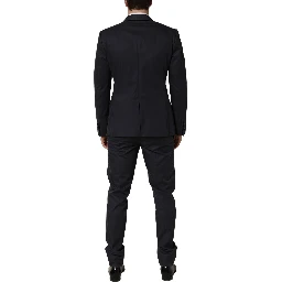 Blue Cotton Slim Fit Formal 2 Piece Men Suit