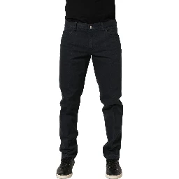 Black Cotton Mid Waist Skinny Men Denim Jeans