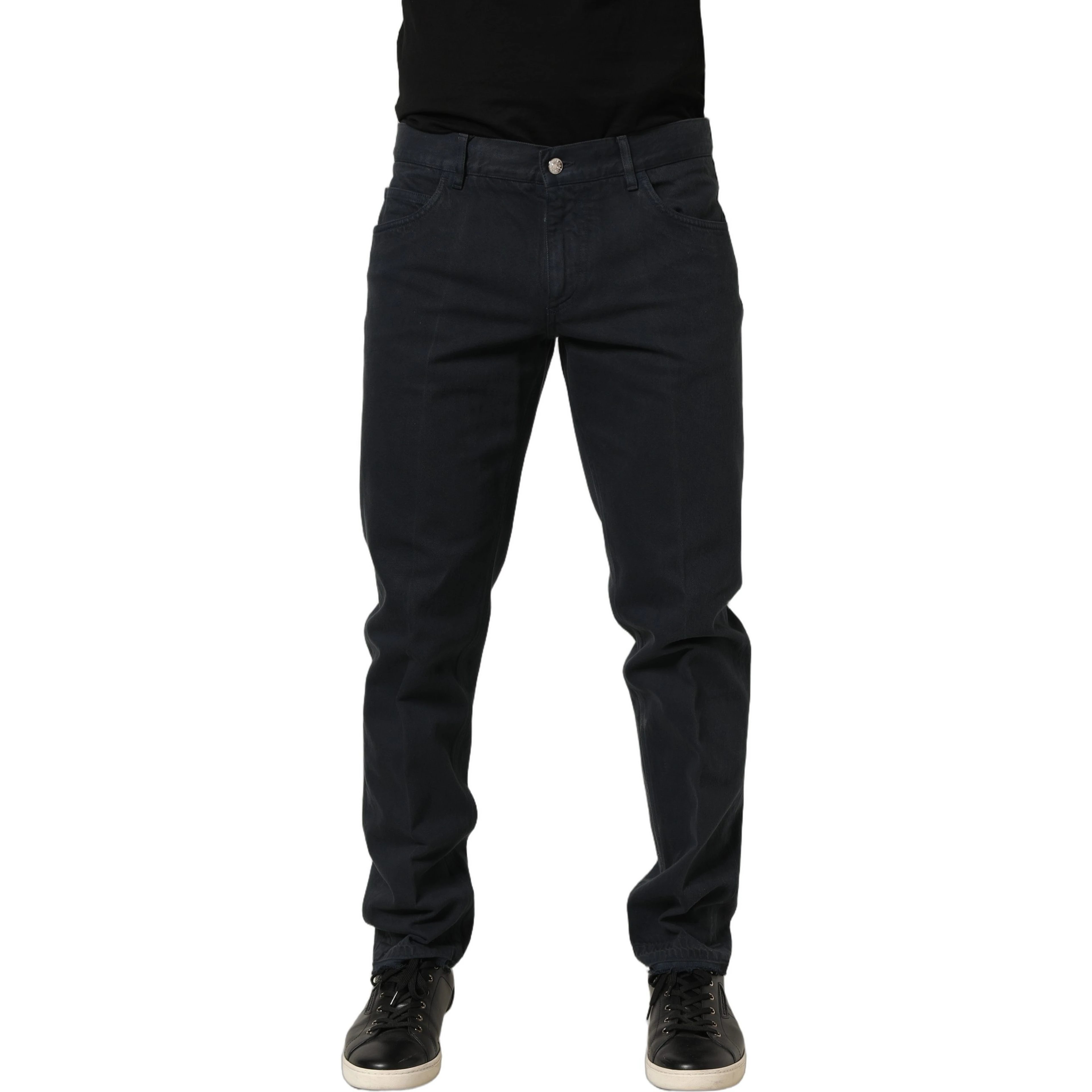 Black Cotton Mid Waist Skinny Men Denim Jeans