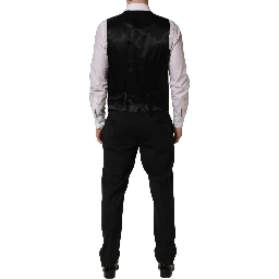 Black Wool Slim Fit Formal 3 Piece Men Suit