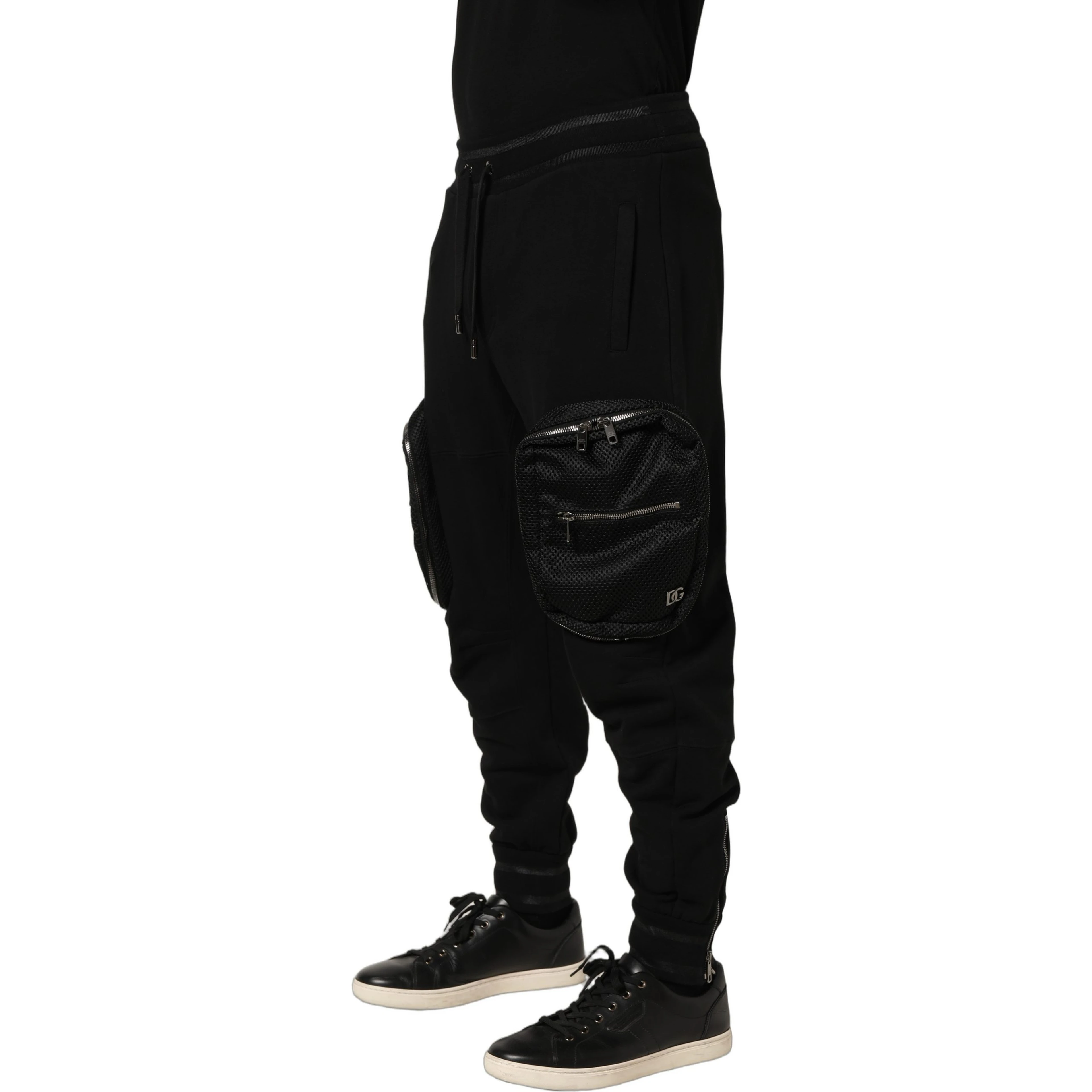 Black Mid Waist Cargo Jogger Sweatpants Pants