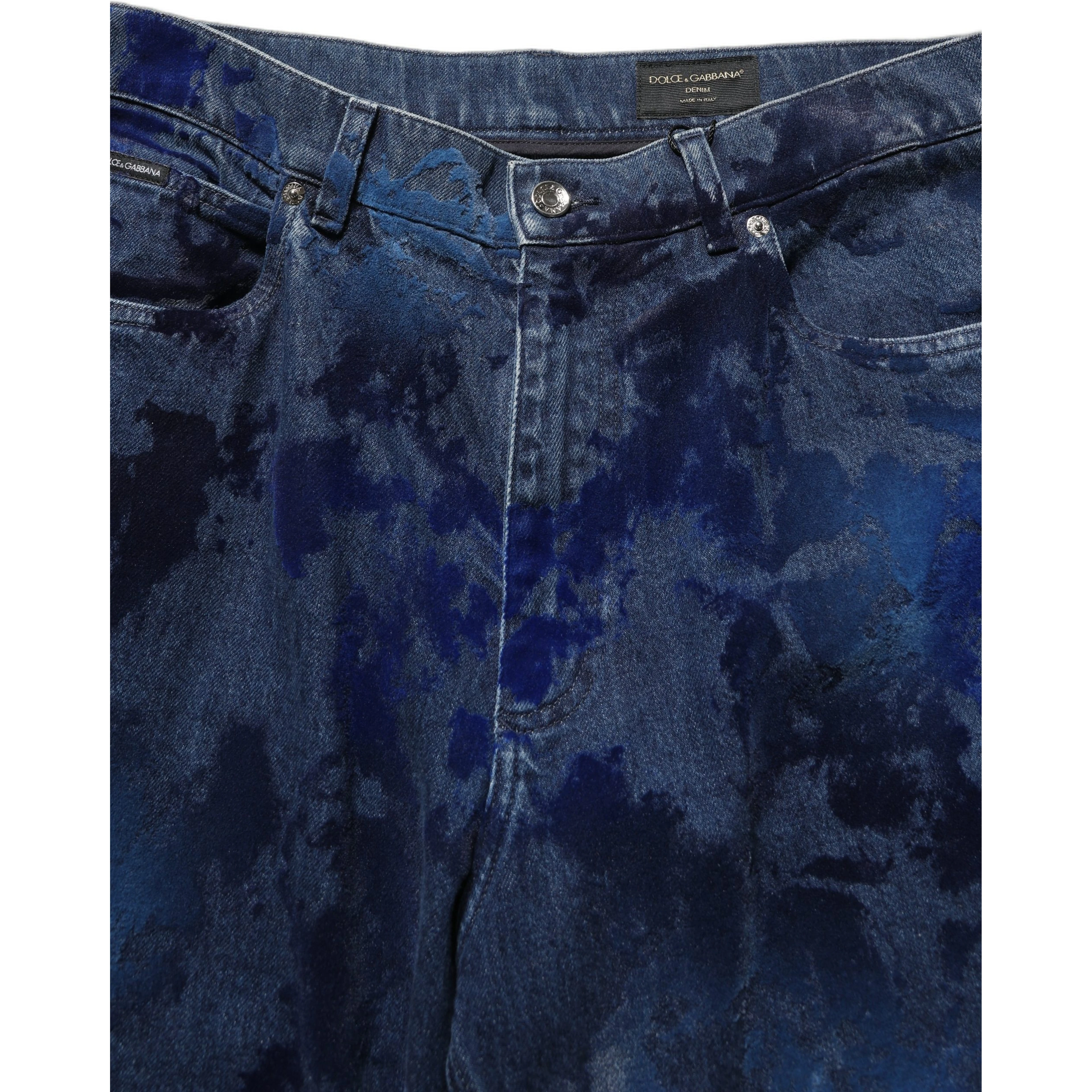 Blue Tie Dye Cotton Men Straight Denim Jeans