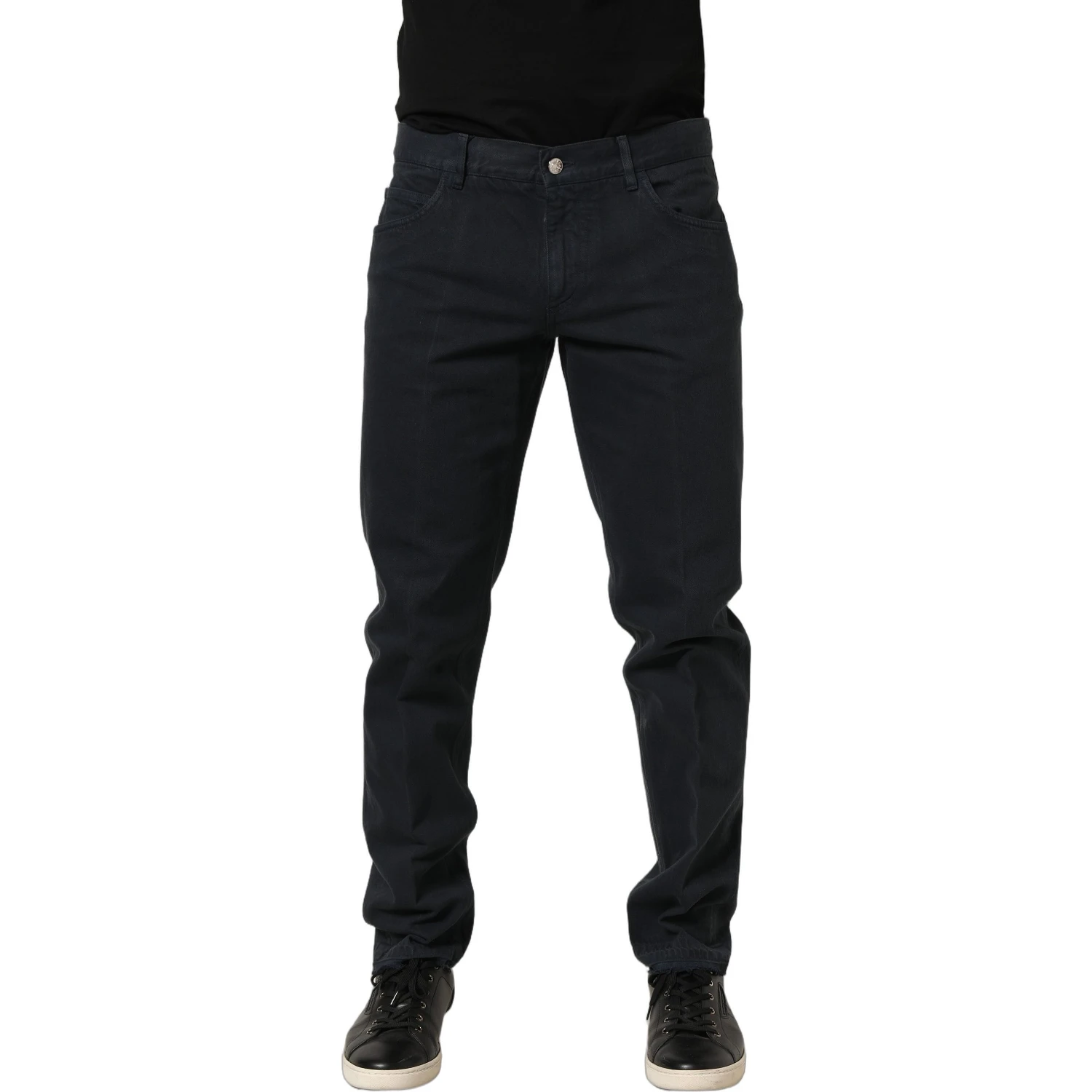 Black Cotton Mid Waist Skinny Men Denim Jeans