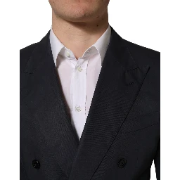 Blue Cotton Slim Fit Formal 2 Piece Men Suit