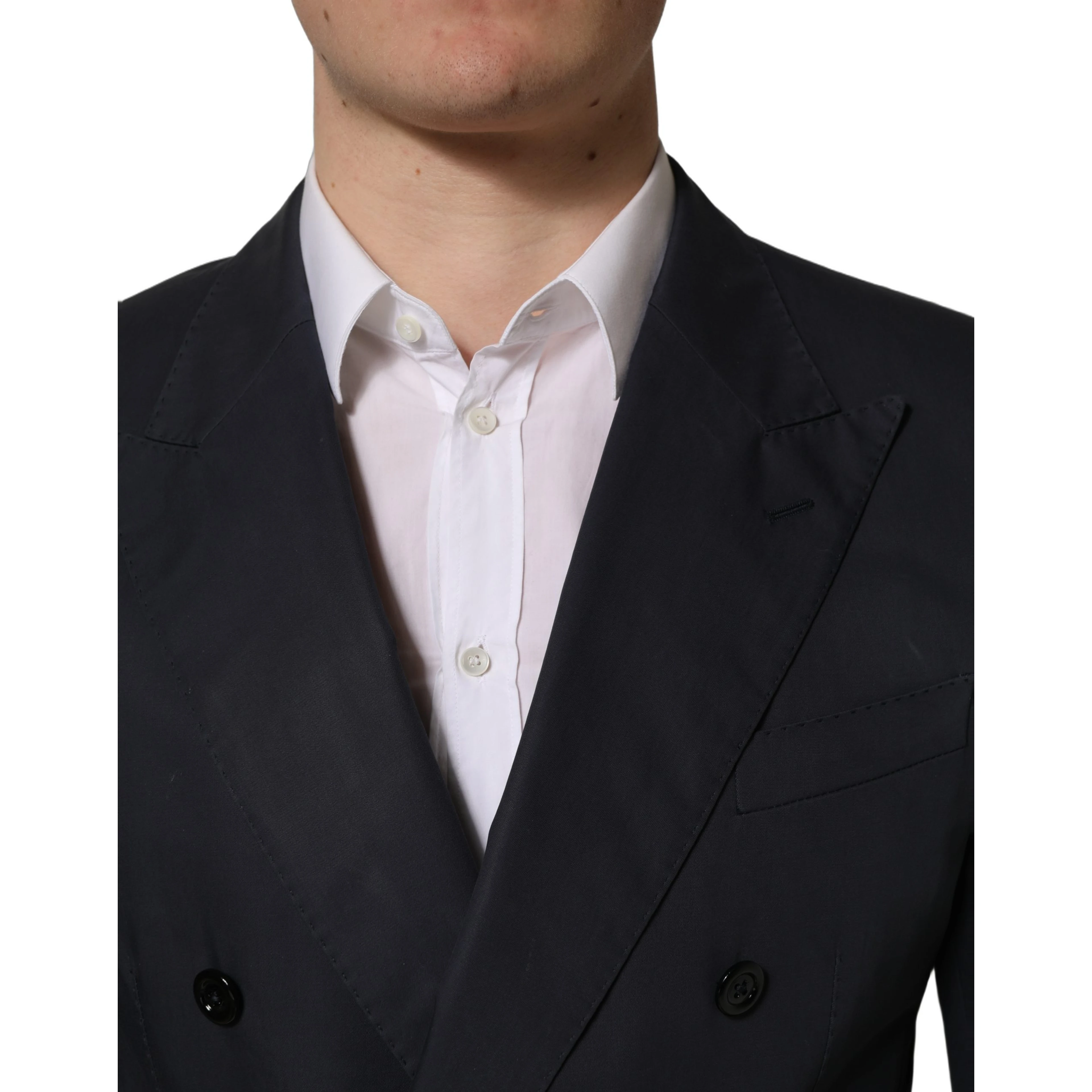 Blue Cotton Slim Fit Formal 2 Piece Men Suit