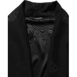 Black 100% Silk Robe Men Wrap Coat Jacket
