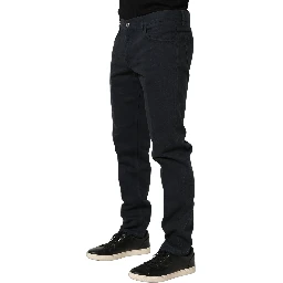 Black Cotton Mid Waist Skinny Men Denim Jeans