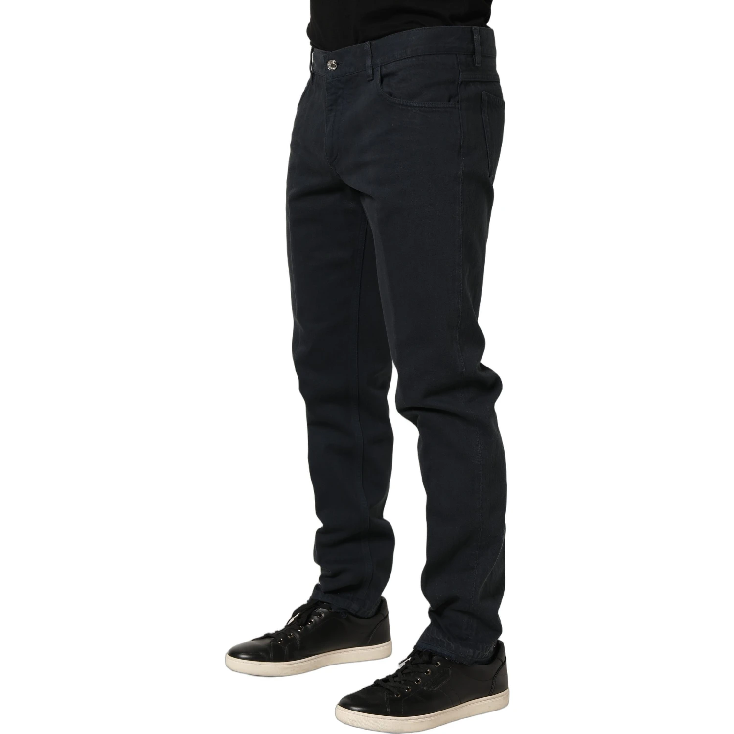 Black Cotton Mid Waist Skinny Men Denim Jeans