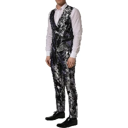 Black Jacquard Slim Fit Formal 3 Piece Suit