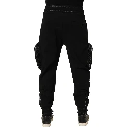 Black Mid Waist Cargo Jogger Sweatpants Pants