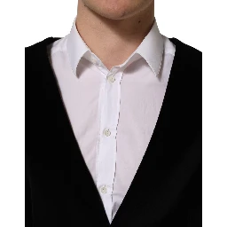 Black Cotton SingleBreasted Waistcoat Vest