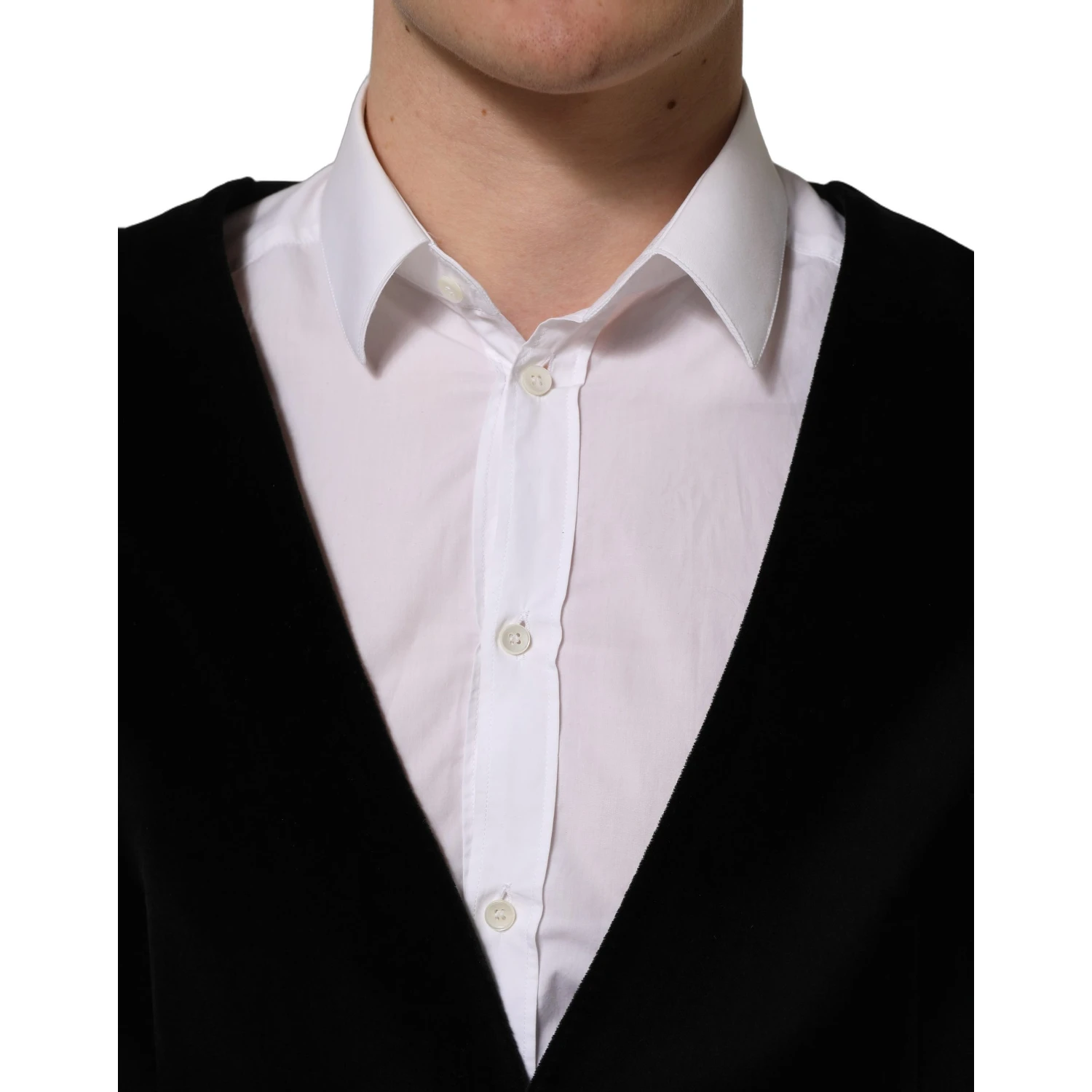 Black Cotton SingleBreasted Waistcoat Vest