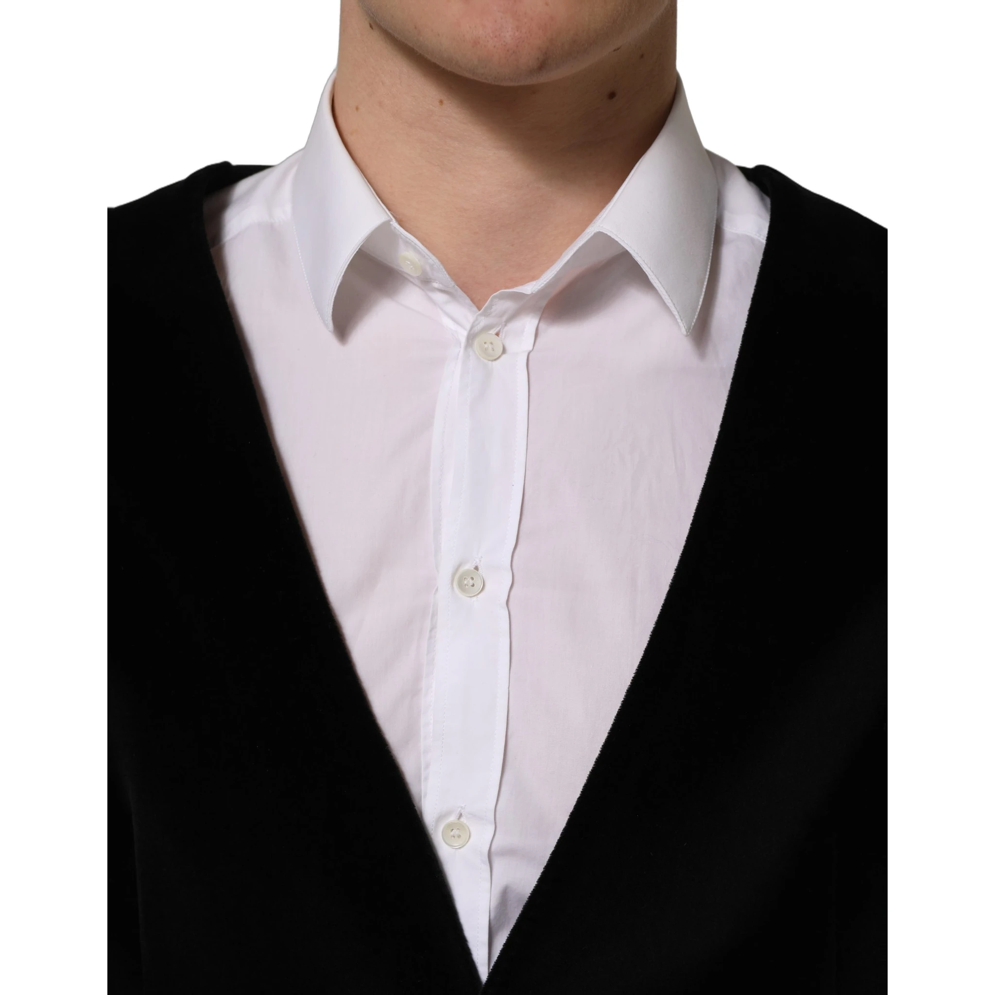 Black Cotton SingleBreasted Waistcoat Vest