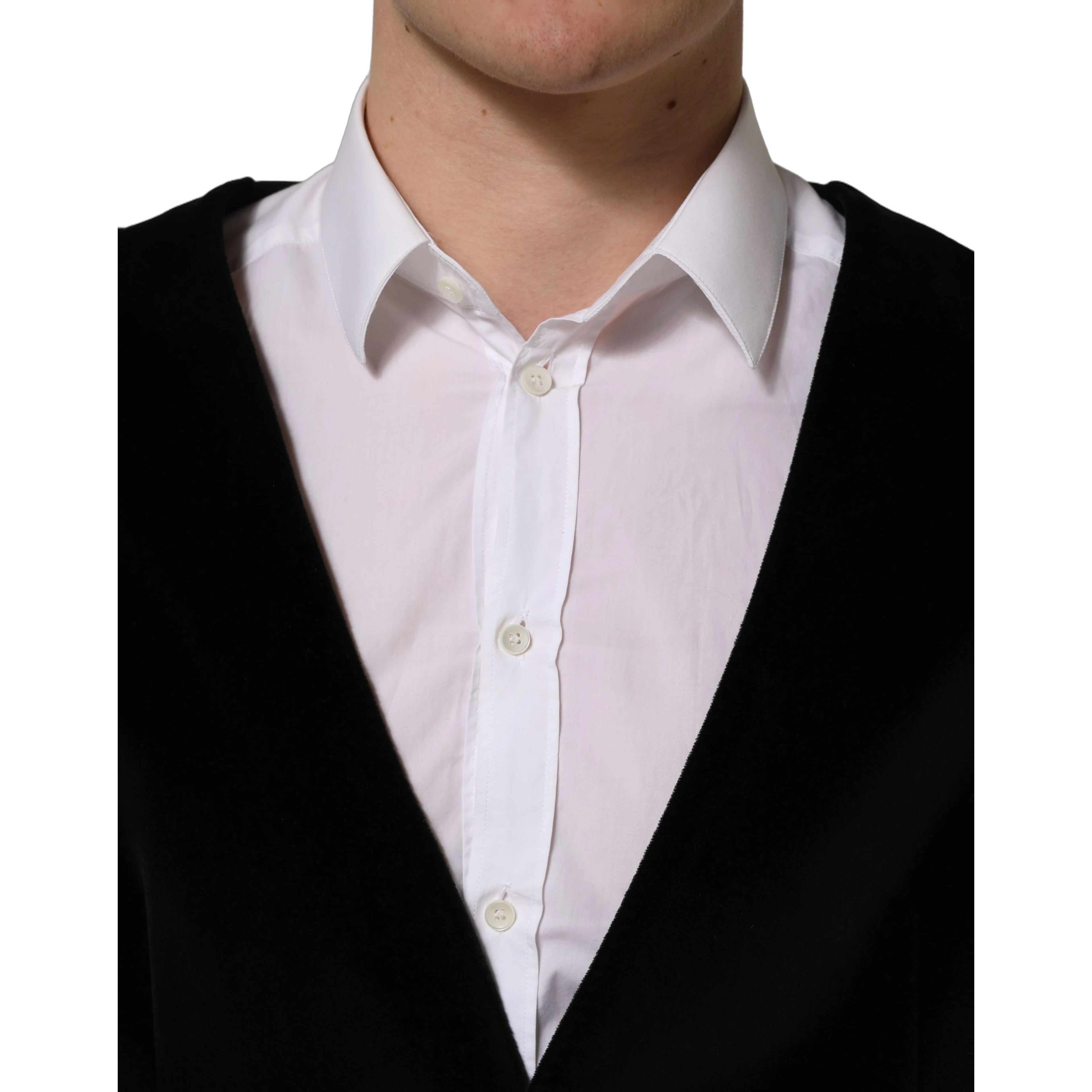 Black Cotton SingleBreasted Waistcoat Vest