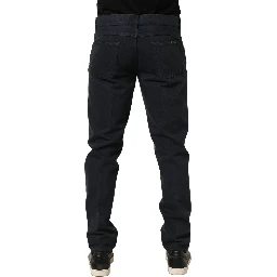 Black Cotton Mid Waist Skinny Men Denim Jeans