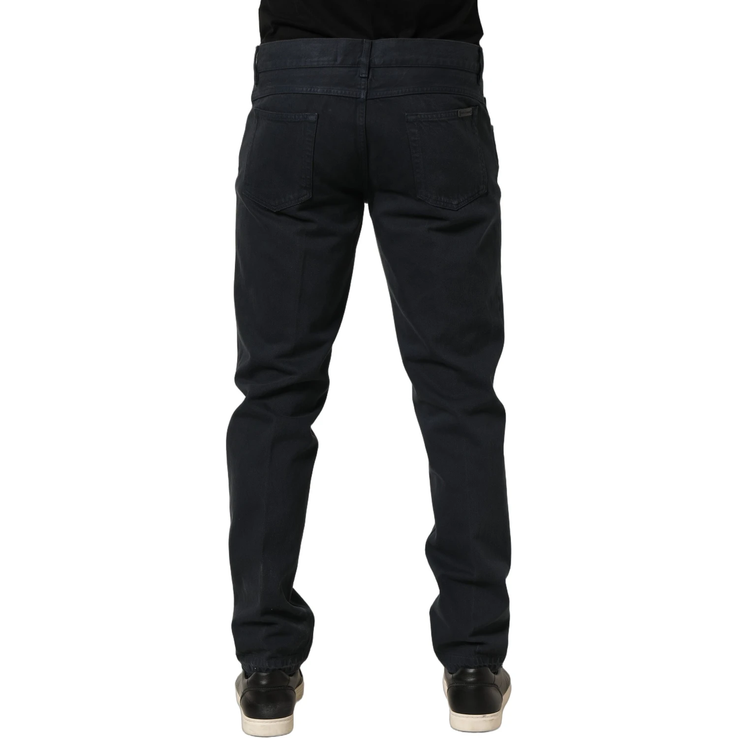 Black Cotton Mid Waist Skinny Men Denim Jeans
