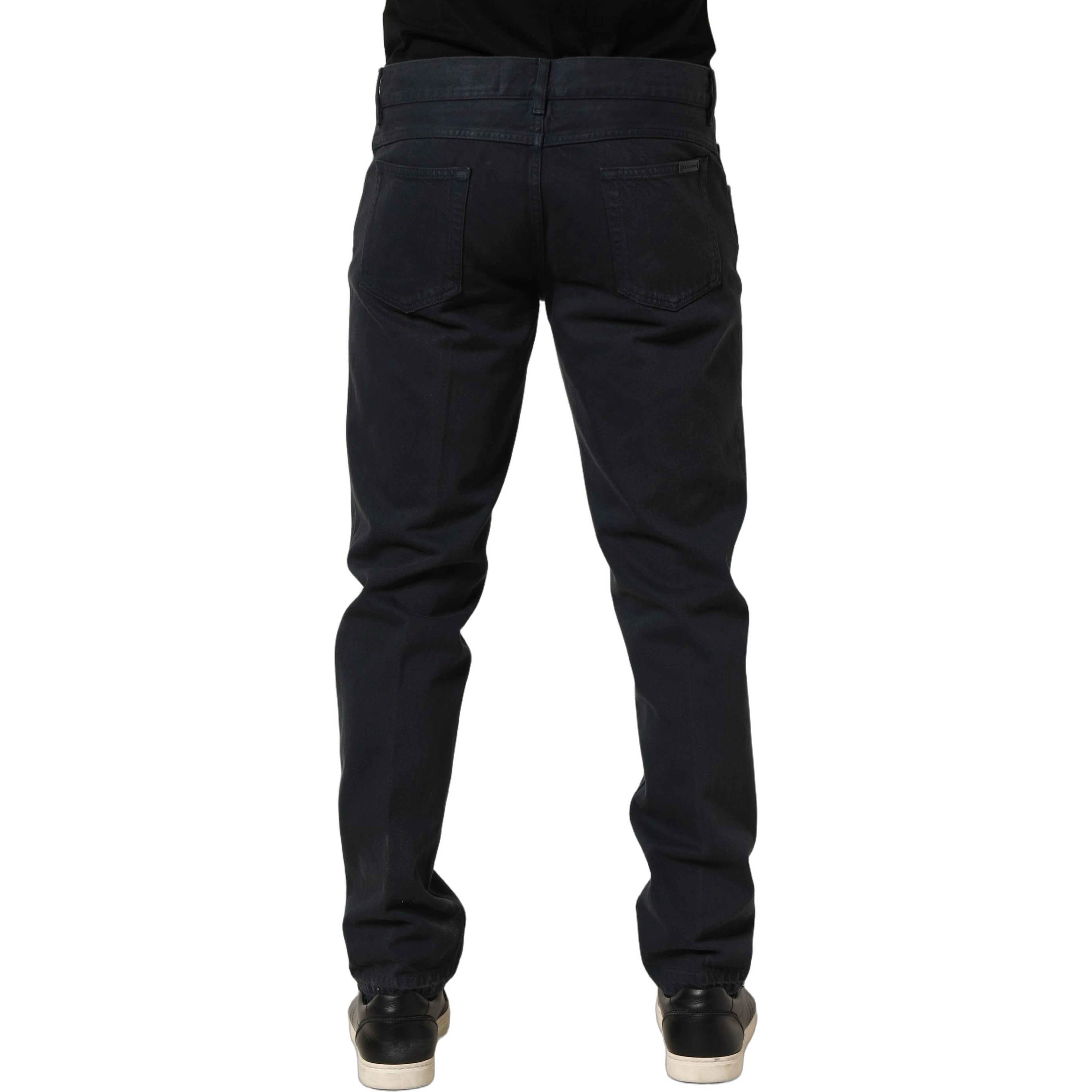 Black Cotton Mid Waist Skinny Men Denim Jeans