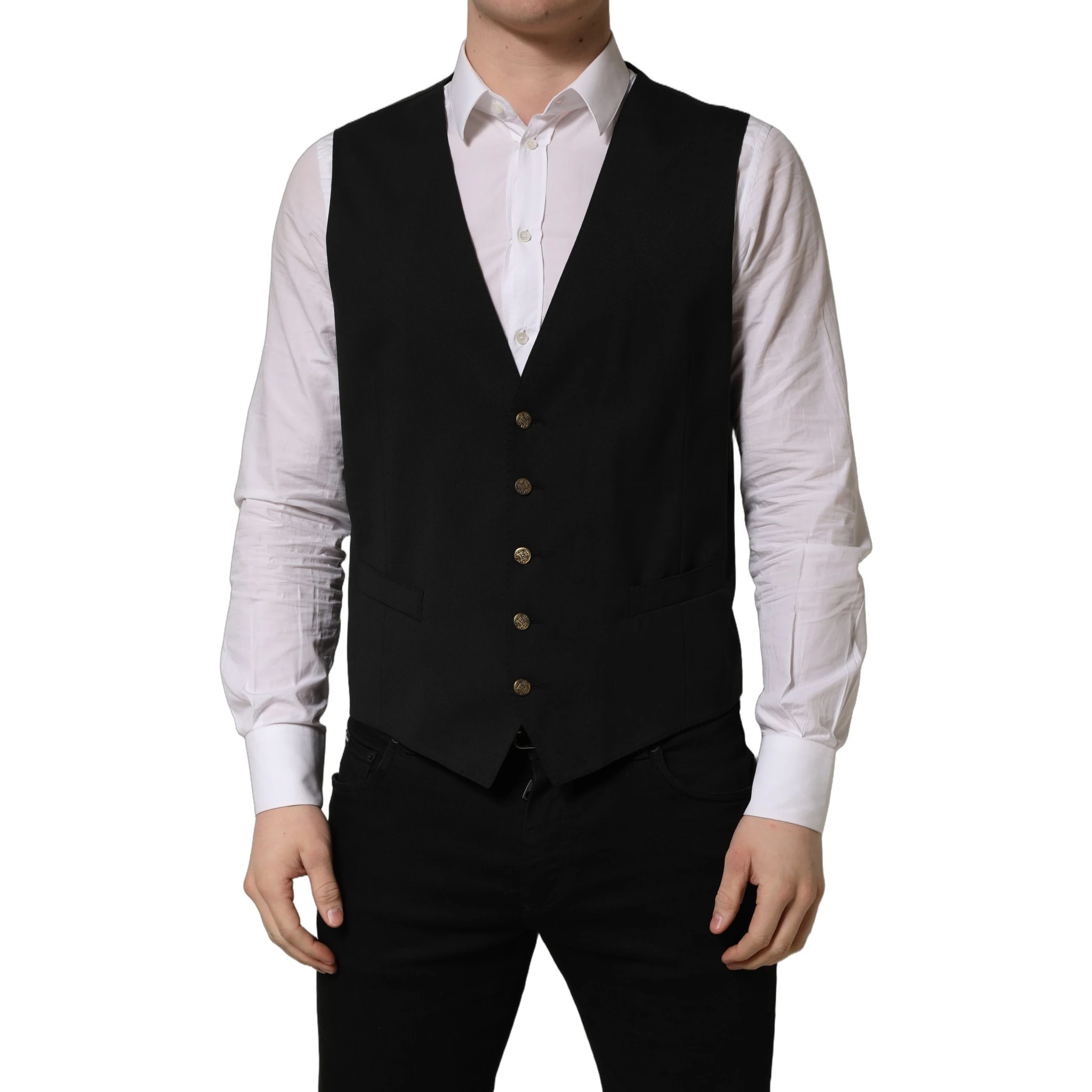 Black Single Breasted Men Waistcoat Vest