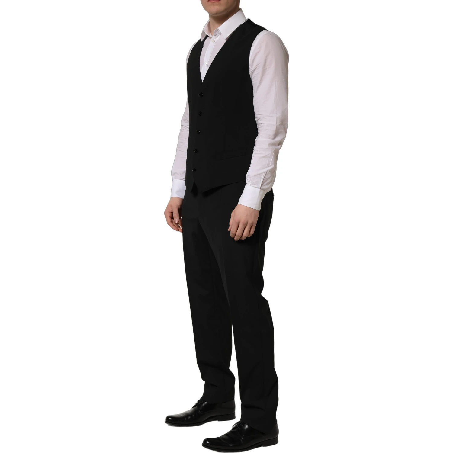 Black Wool Slim Fit Formal 3 Piece Men Suit