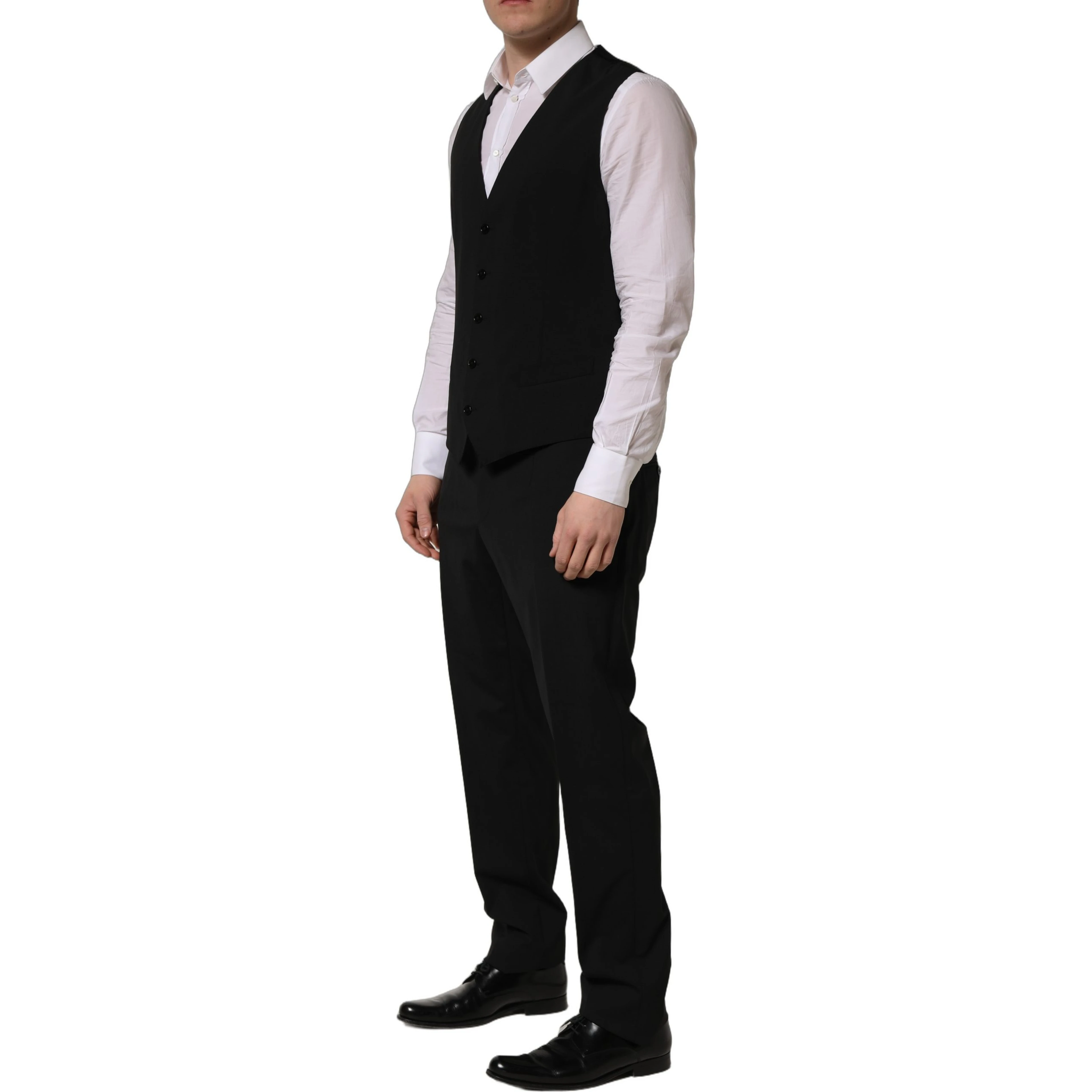 Black Wool Slim Fit Formal 3 Piece Men Suit