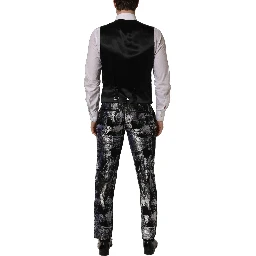 Black Jacquard Slim Fit Formal 3 Piece Suit