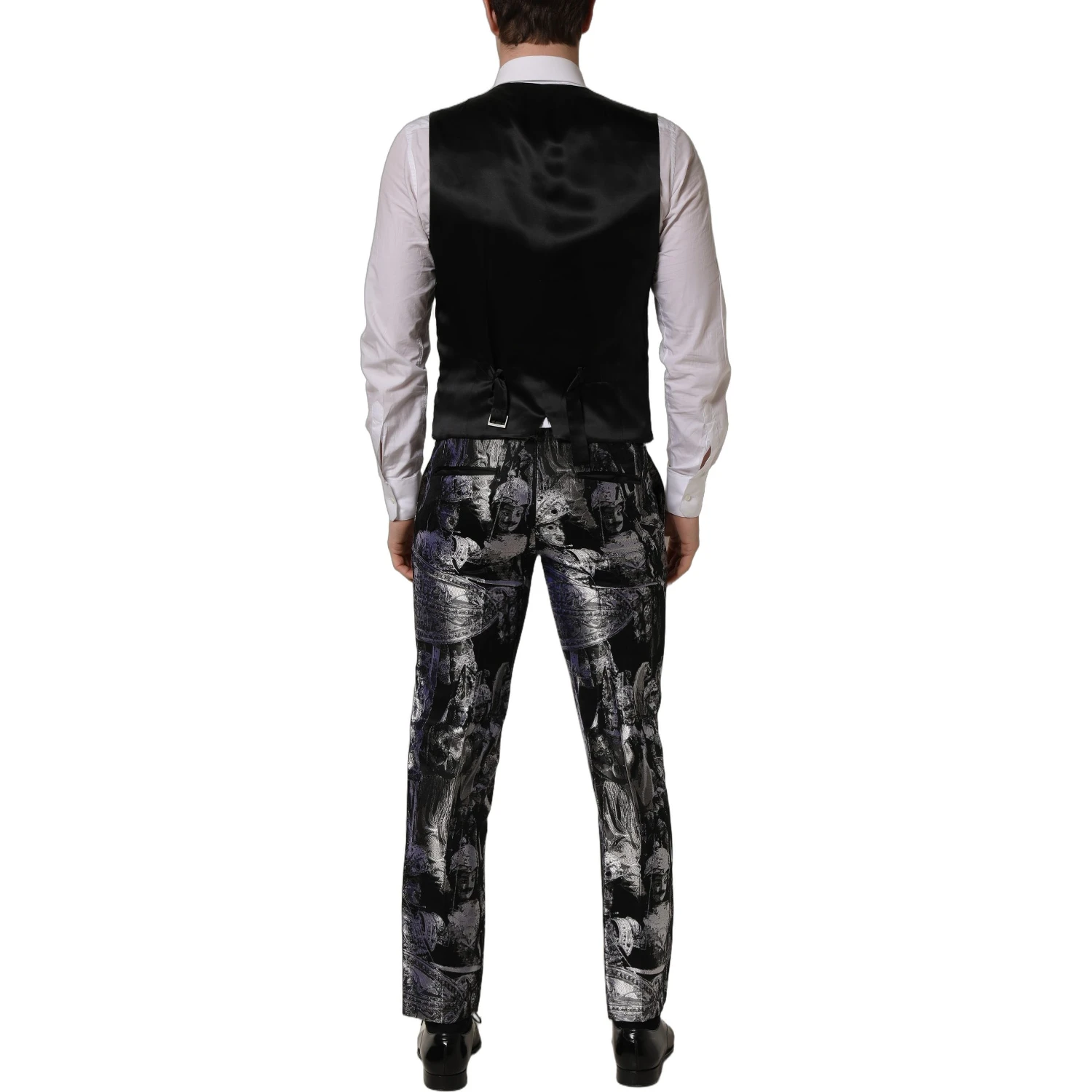 Black Jacquard Slim Fit Formal 3 Piece Suit