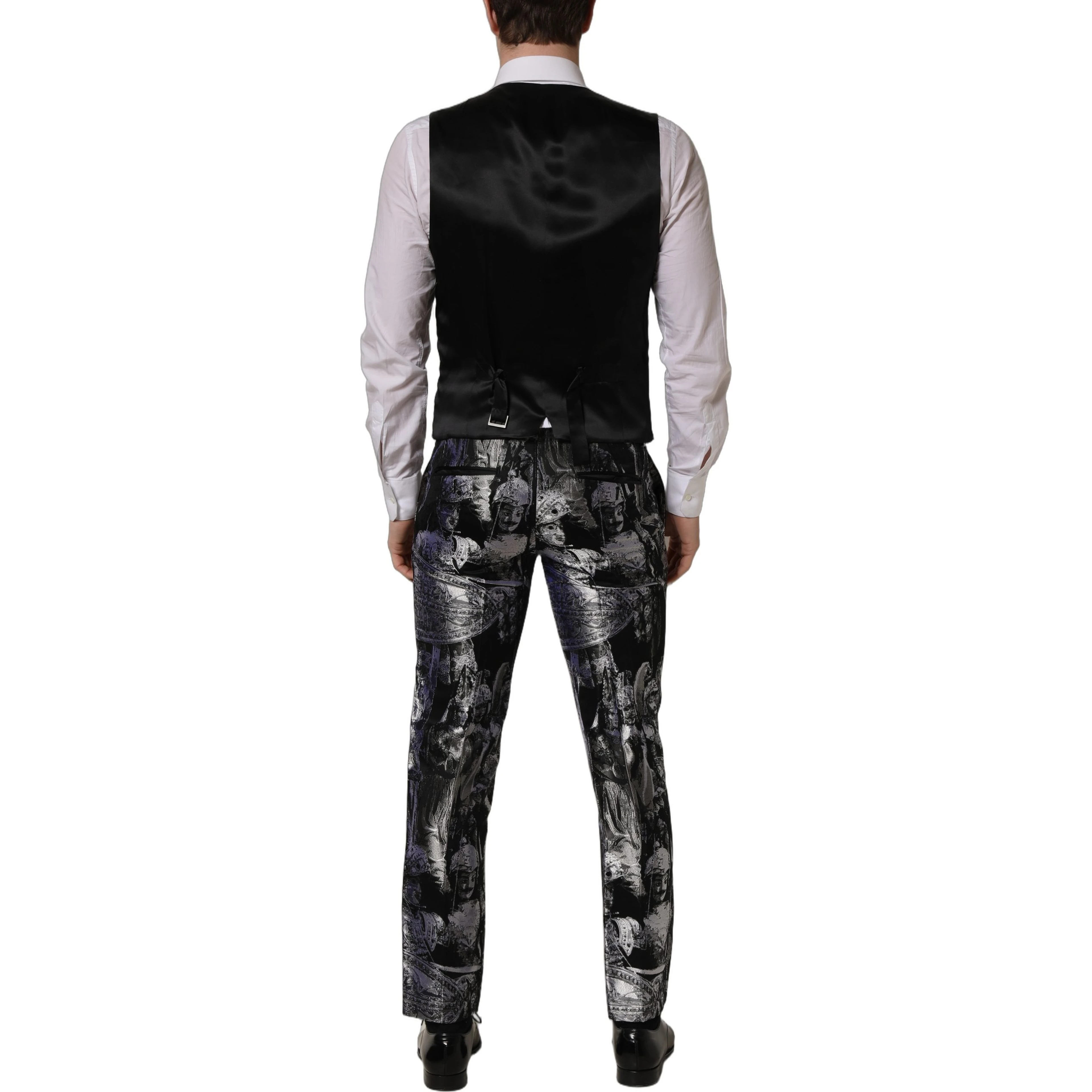 Black Jacquard Slim Fit Formal 3 Piece Suit