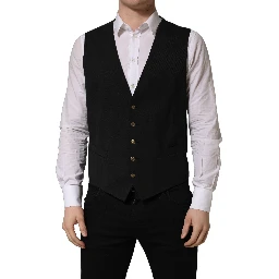 Black Single Breasted Men Waistcoat Vest