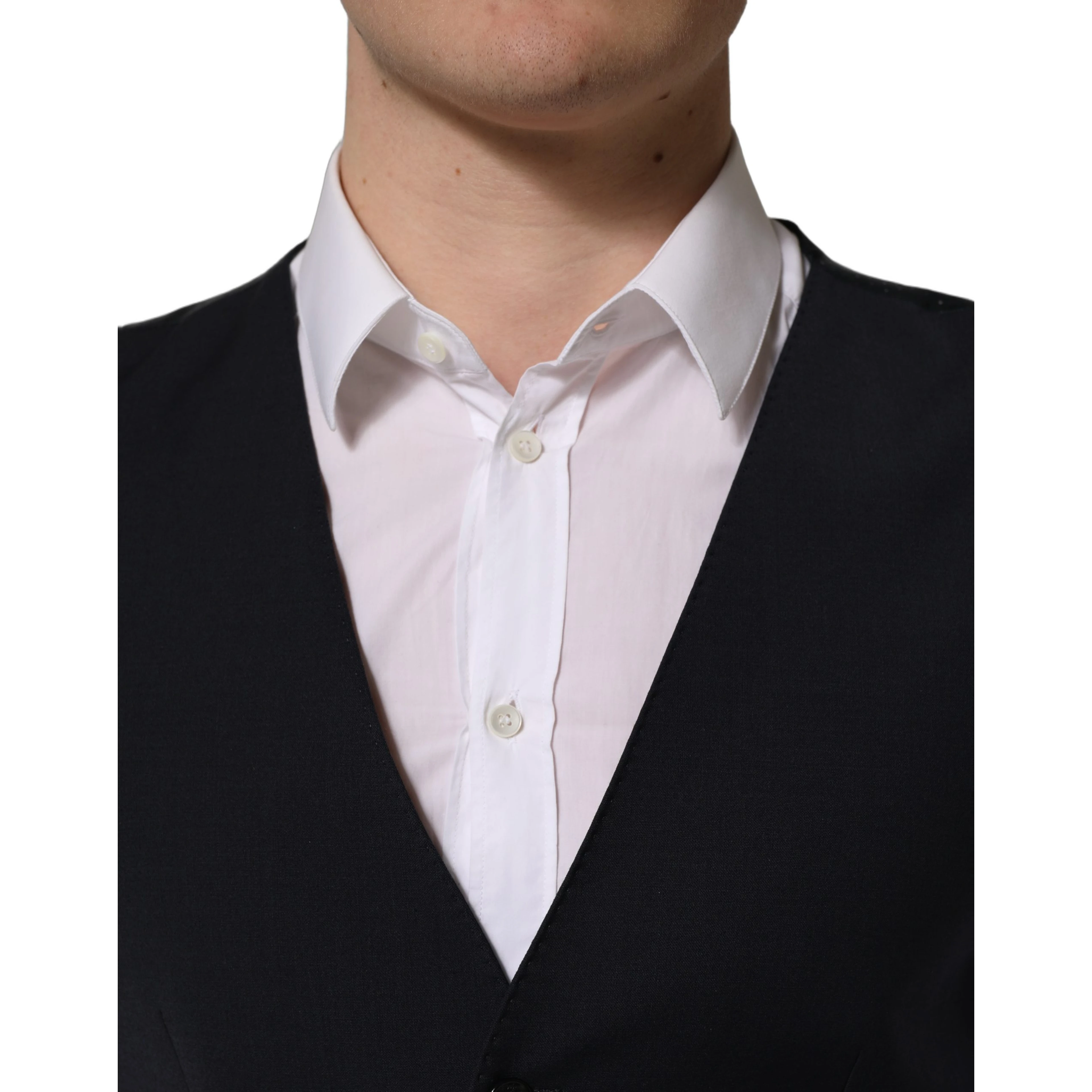 Black Wool Single Breasted Waistcoat Vest