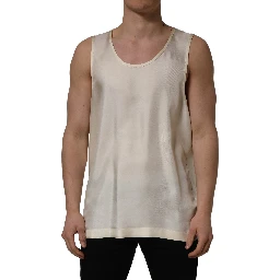 Off White Silk Sleeveless Tank Top T-shirt