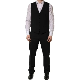 Black Wool Slim Fit Formal 3 Piece Men Suit