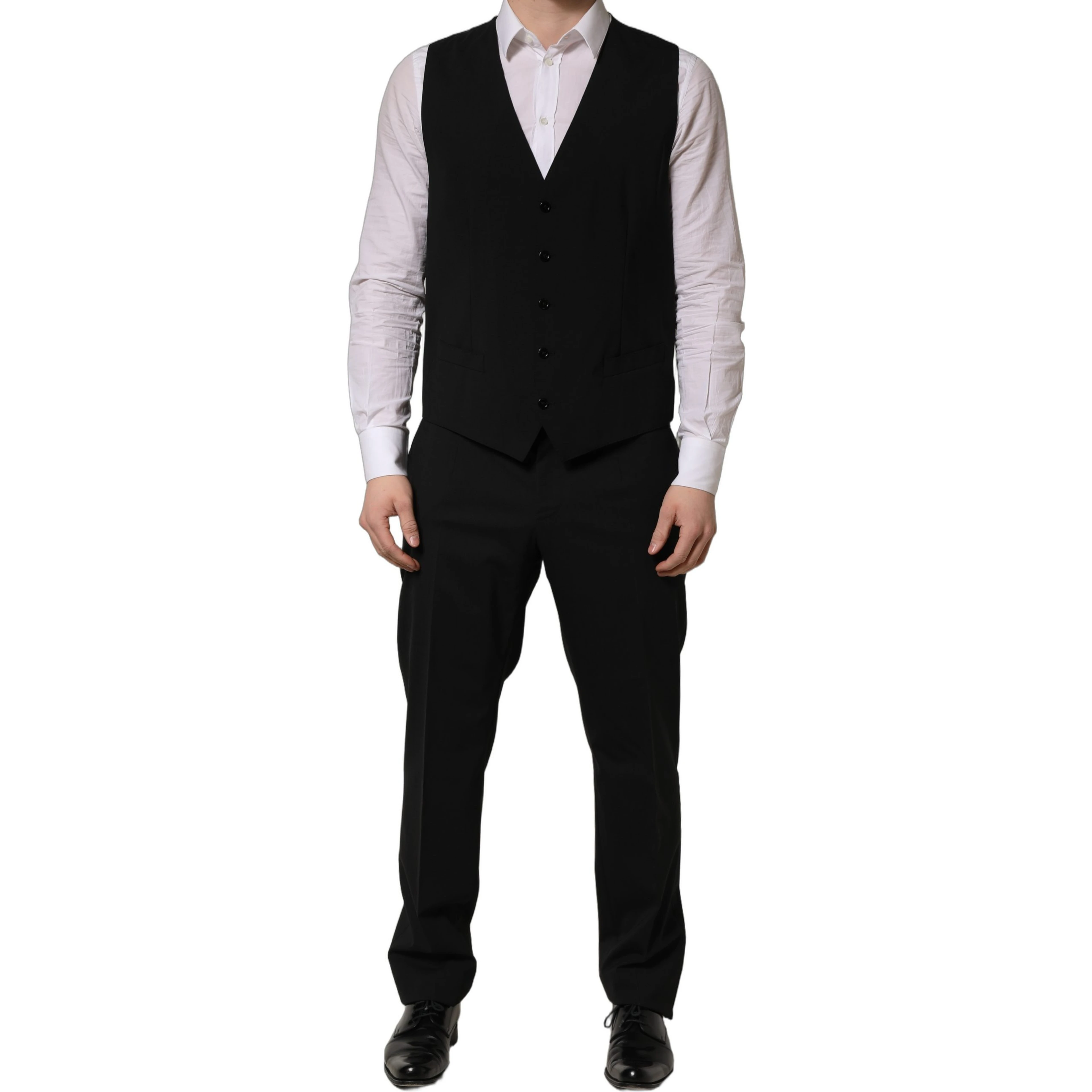 Black Wool Slim Fit Formal 3 Piece Men Suit